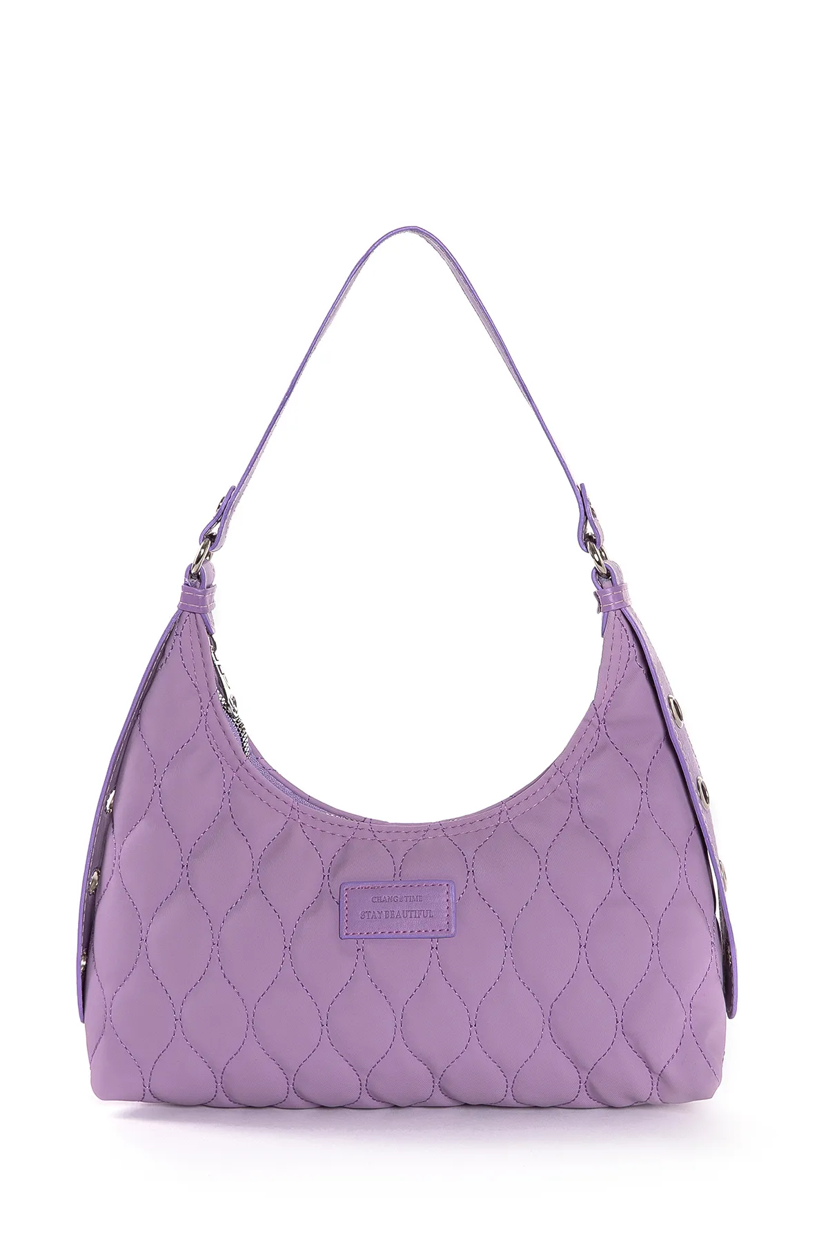 Kadın Lila Kapitone Desenli Baget El Ve Omuz Çantası