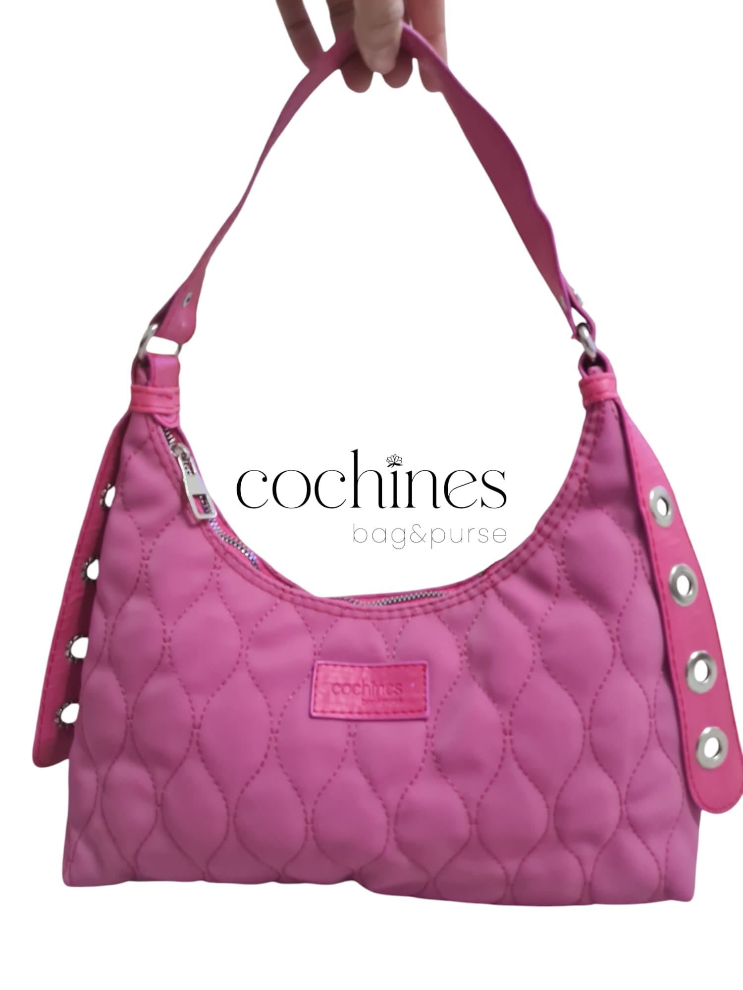 Kadın Fuşya Çift Kapitone Desenli Baget El Ve Omuz Çantası